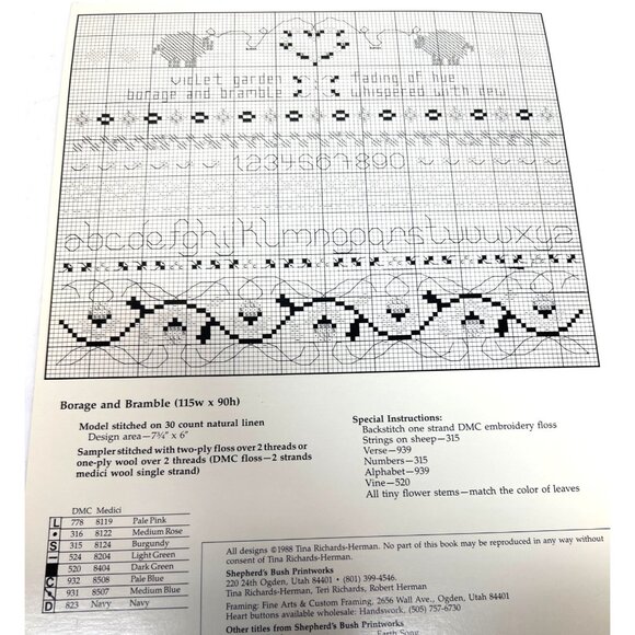 Shepherds Bush Bramble Hearth Cross Stitch Pattern Booklet Sampler - Picture 4 of 4